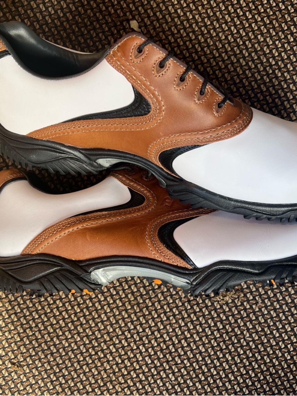 FootJoy White and Brown Two-Tone Leather Golf Oxfords